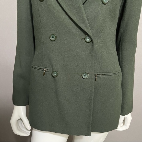 Kasper Army Green Double Breasted Blazer Sz-6 - Picture 3 of 10